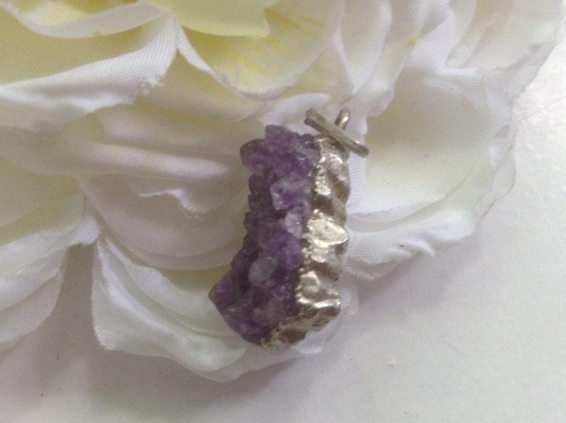 Amethyst Cluster Pendant Enhancer Silver Plated Handcrafted Etsy