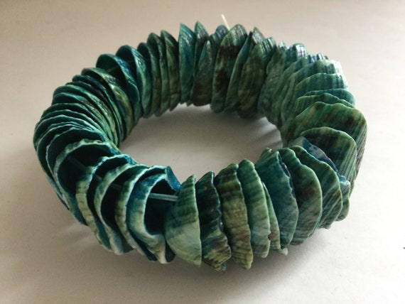 Blue Shell Stretch Bracelet Small Bangle Nautical… - image 1