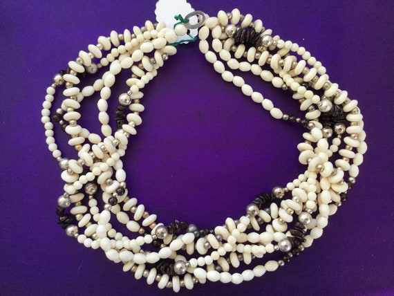 Multi-Strand Bead Amethyst Necklace 22" NOS Triba… - image 9