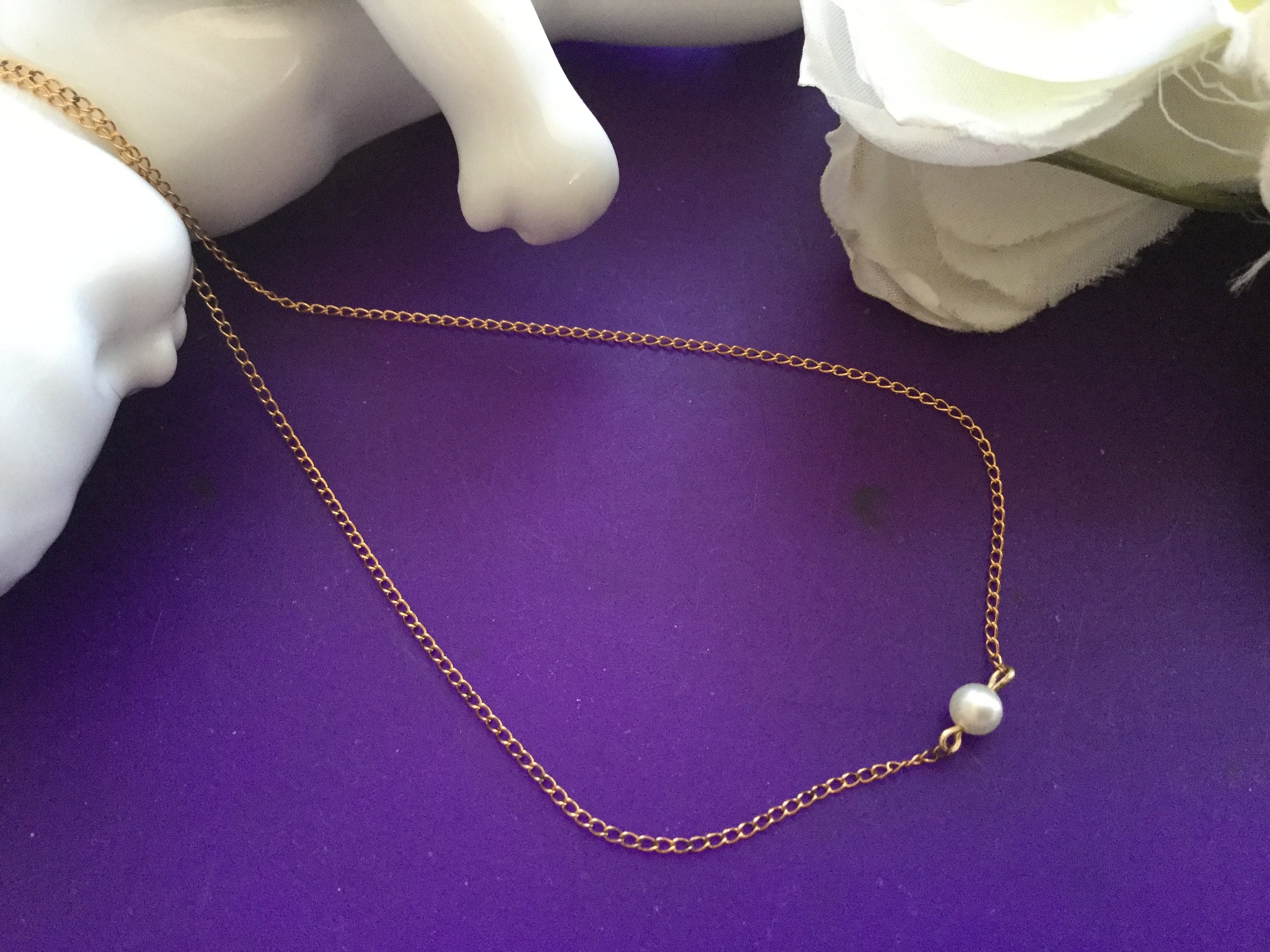 Gold Pearl Necklace - Etsy