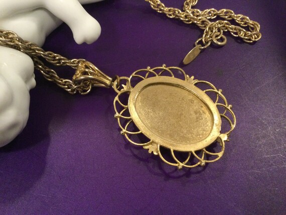 Whiting Davis Shell Pendant Necklace Filigree Bea… - image 7