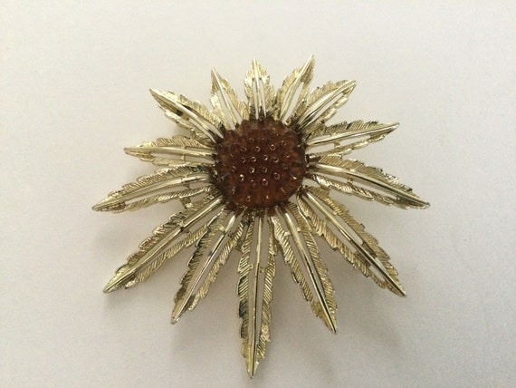 Sarah Coventry Sunflower Brooch Pendant Dimension… - image 7