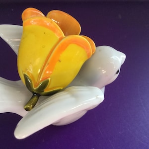 Enamel Tulip Brooch Pin Yellow Orange Flower Power Collectible Boutonniere Vintage Bridal Bouquet Easter Wedding Spring Mother  Gift
