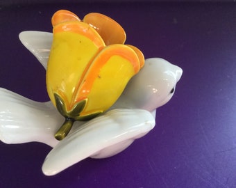 Enamel Tulip Brooch Pin Yellow Orange Flower Power Collectible Boutonniere Vintage Bridal Bouquet Easter Wedding Spring Mother  Gift