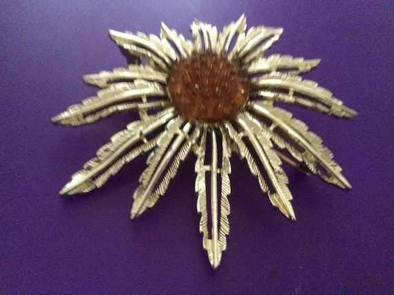 Sarah Coventry Sunflower Brooch Pendant Dimension… - image 1