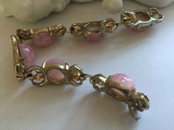 Vintage Rose Stone Bracelet 7.5" Pink Pastel Quar… - image 5