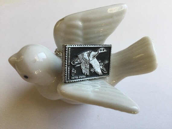 Pewter Tie Tack Waterfowl Conservation Bird NOS V… - image 1