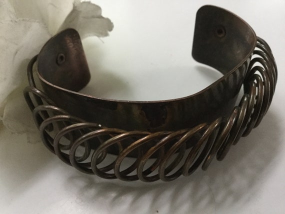 Renoir Coil Copper Cuff Bracelet Bangle  Signed 5… - image 2