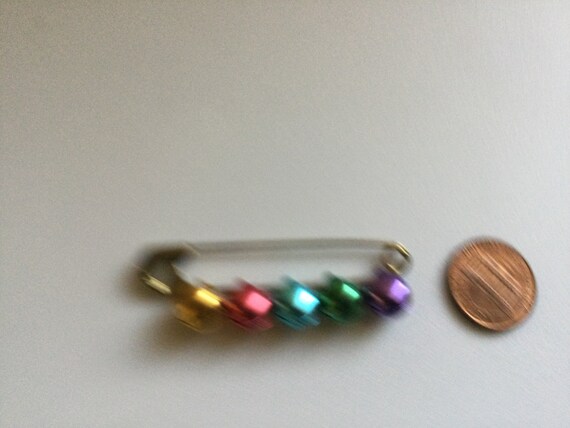 Jingle Bell Safety Pin Brooch Vintage Multicolor … - image 3