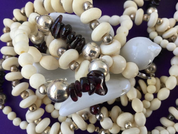 Multi-Strand Bead Amethyst Necklace 22" NOS Triba… - image 6