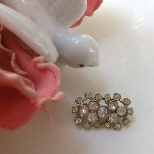 Rhinestone Bar Pin Brooch Oval Vintage Clear Silver Prom Bridal Accessory Veil Pillow Wedding Festive Holiday Pot Metal Belt Purse