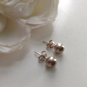 Sterling Ball Stud Earrings  925 Sterling Silver Round Bead Post Earrings Pierced Vintage Gift