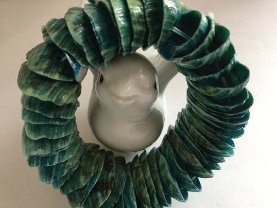 Blue Shell Stretch Bracelet Small Bangle Nautical… - image 7