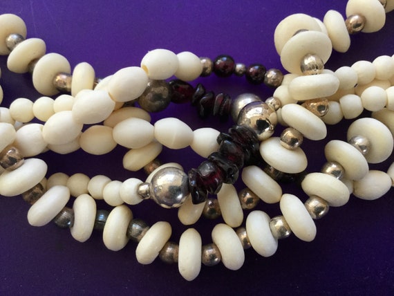 Multi-Strand Bead Amethyst Necklace 22" NOS Triba… - image 2