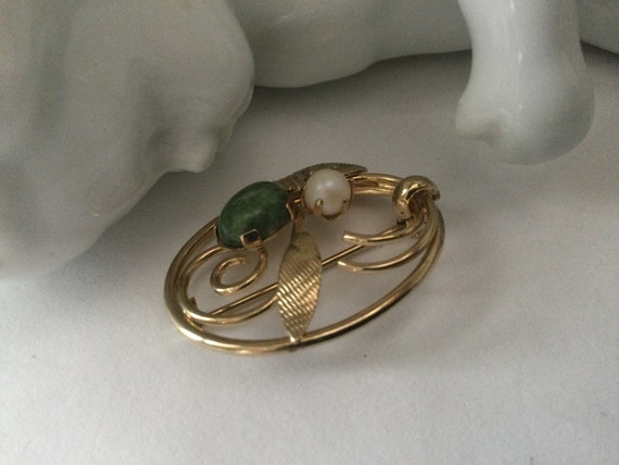 Sarah Coventry Jade and Pearl Pin Lady Coventry F… - image 7