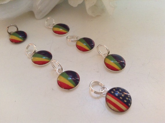 国旗チャームセット 7スターリングシルバー 愛国心あふれる925