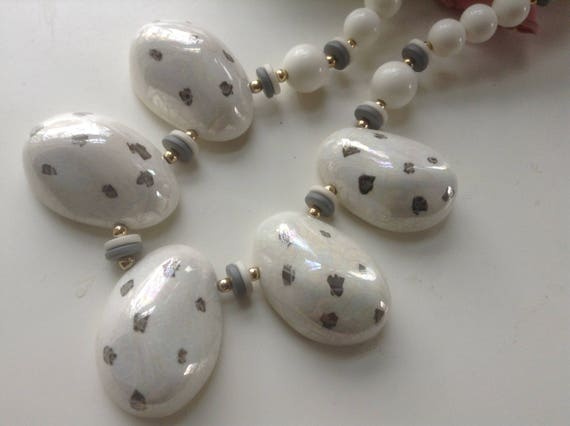 Vintage Ceramic and Bead Necklace 19” NOS Single … - image 4