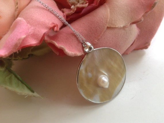 Pendentif En Nacre (abalone) Monté Sur Argent Massif - Bijou Vintage Occasion