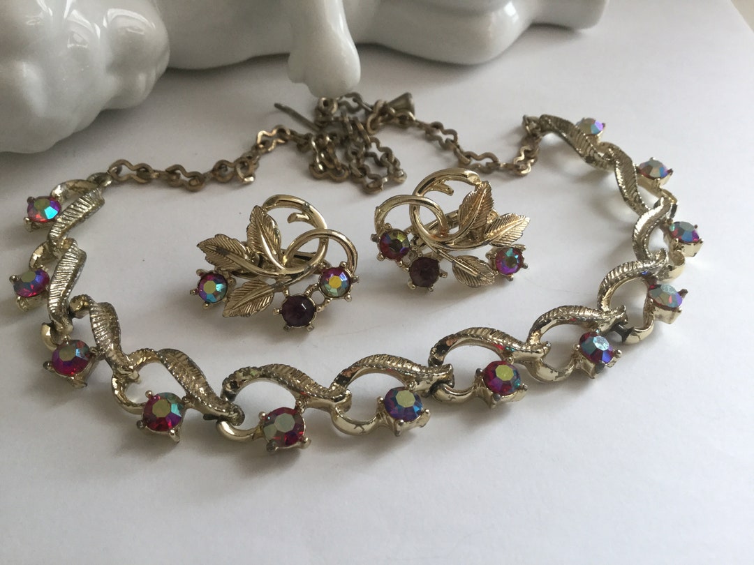 Clataly Ensemble Bijoux Mariage Cristal Coloré – Collier, Boucles D’Oreilles & Bracelet Strass Argenté, Look Princesse