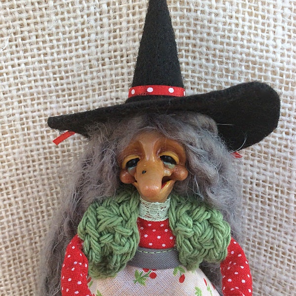 Kitchen Witch (hanging witch figurine with cupcake,cherries) Witches For Kitchens®