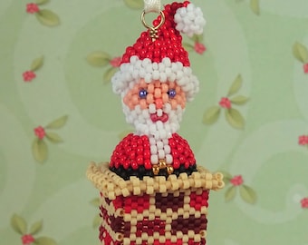 DIGITAL TUTORIAL - Santa is Stuck in the Chimney Ornament Tutorial - Beadweaving Tutorial - Beaded Christmas Decoration - Instant Download