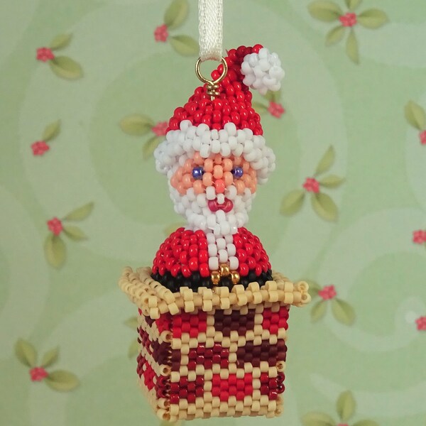 DIGITAL TUTORIAL - Santa is Stuck in the Chimney Ornament Tutorial - Beadweaving Tutorial - Beaded Christmas Decoration - Instant Download