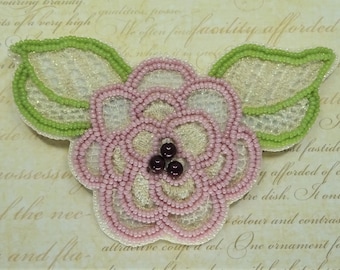 DIGITAL TUTORIAL - Rosa Barrette Tutorial - Bead Embroidery Hair Decoration - Instant Download