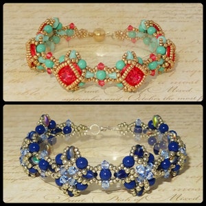 DIGITAL TUTORIAL - Diamond Tiles Bracelet Tutorial - Beaded Bracelet Tutorial - Beadweaving Tutorial - Crystal Bracelet - Instant Download