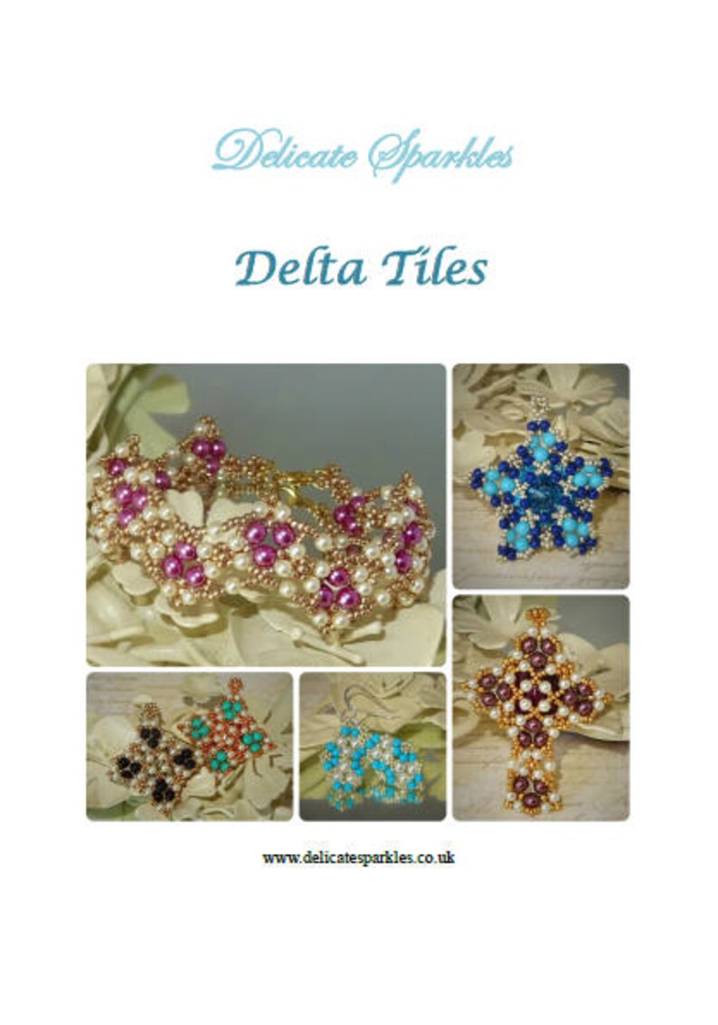 DIGITAL TUTORIAL Delta Tiles Tutorial Beadweaving Tutorial Pearl Jewellery Tutorial Beaded Jewellery Instant Download imagem 2