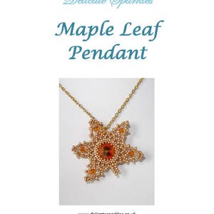 DIGITAL TUTORIAL Maple Leaf Pendant Tutorial Beaded Pendant Crystal Pendant Beadweaving Tutorial Instant Download image 2