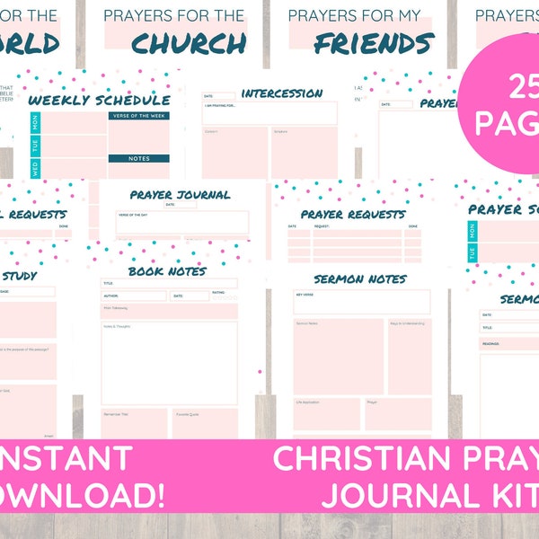 INSTANT DOWNLOAD! Bible Journaling Prayer Journal Christian Gifts Planner Inserts Bible Study Journal Bible Study Journal Christian Planner