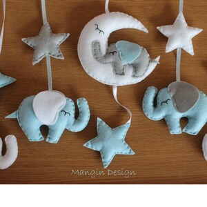 Optimababy Blue Grey Elephant Musical Mobile Etsy UK