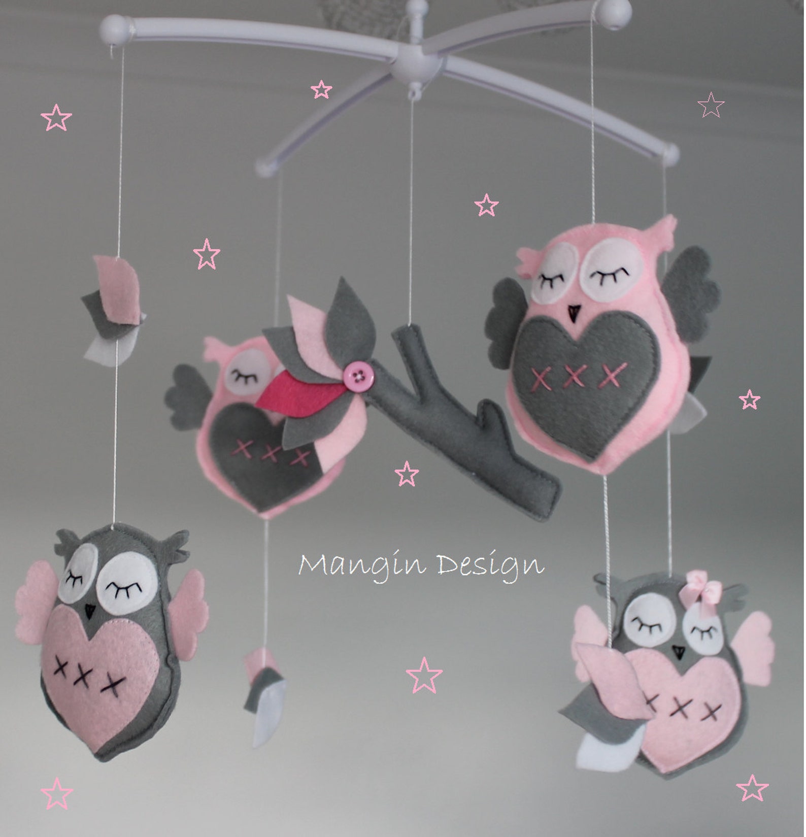 SALE Owl Cot/crib Mobile Owl Musical Mobile Felt Etsy