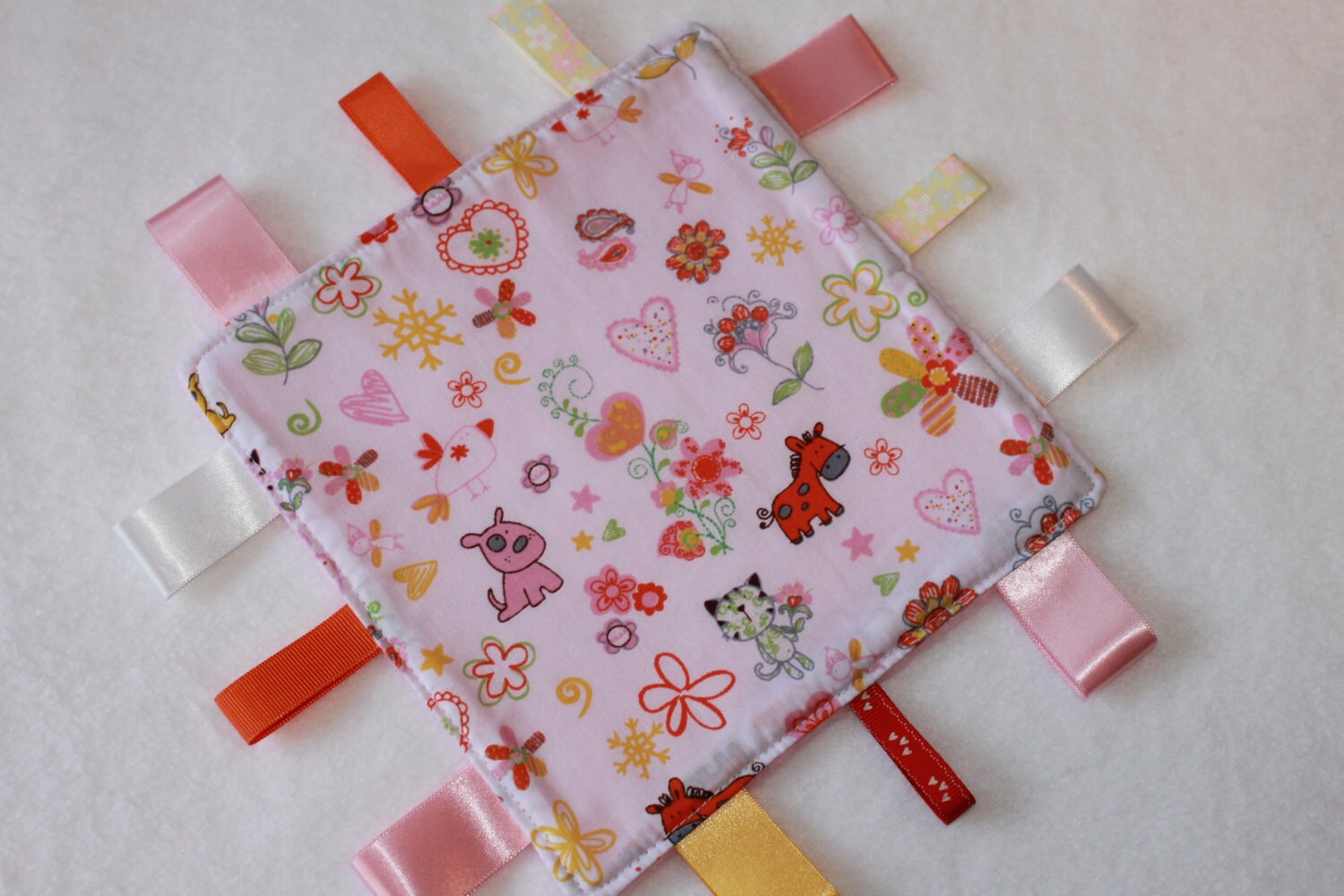 Sale Girl Taggy Blanket Taggies Sensory Blanket Taggy Etsy