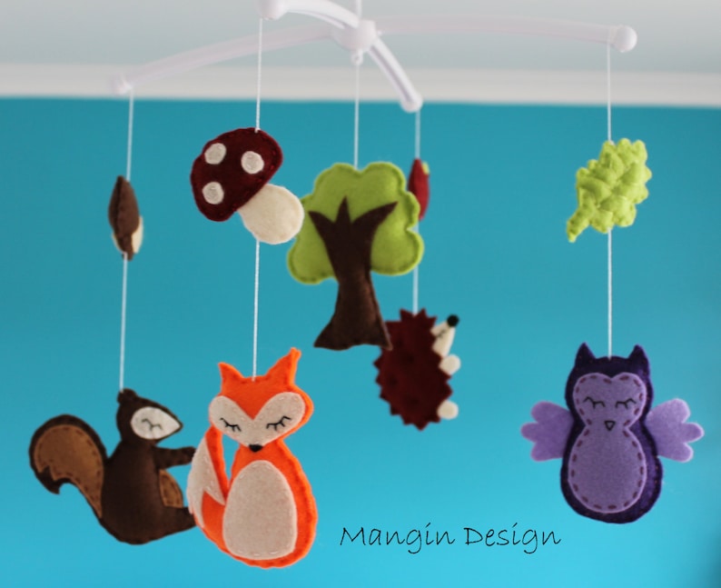 SALE Woodland Cot Mobile Decorations Felt Animal Etsy