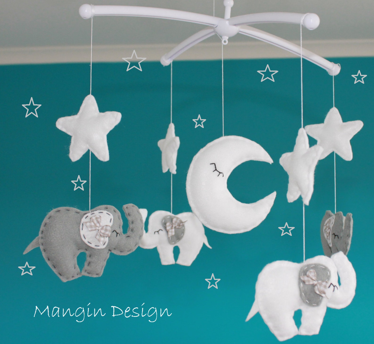 SALE Elephant Cot Mobile Elephant Baby Cot Decorations Felt