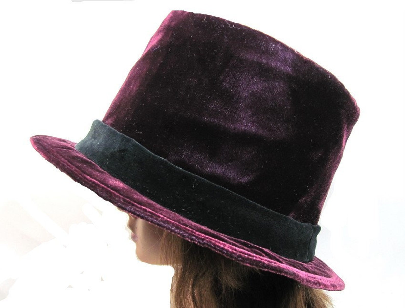 Burgundy Velvet Top Hat Extra Large Mens Hat Wedding Best Man Etsy
