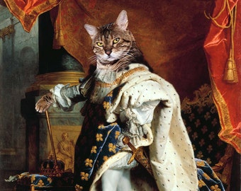 King Louis XIV - Custom Pet Portraits - Dog Portraits and Cat Portraits - Digital personalized pet portrait painting using your Photo