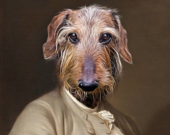 Benjamin Franklin  - Pet Portrait - Custom Renaissance Pet Dog/Cat Portraits - Digital personalized portrait painting using your Pet's Photo