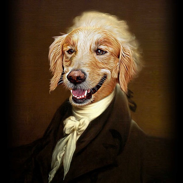 Alexander Hamilton - Retrato de mascota - Retratos personalizados de perros y gatos de estilo renacentista - Pintura de retrato digital personalizada con la foto de su mascota