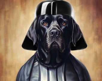 Dog Vader - Custom Pet Portraits - Dog Portraits and Cat Portraits - Digital personalized pet portrait painting using your Photo