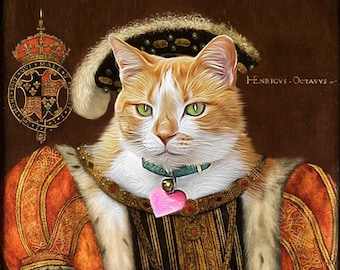 King Henry VIII - Custom Pet Portraits - Dog Portraits and Cat Portraits - Digital personalized portrait painting using your pet Photo