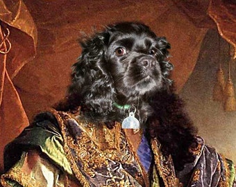 King Louis - Custom Pet Portraits - Dog Portraits and Cat Portraits - Digital personalized pet portrait painting using your Pet's Photo