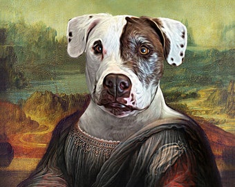 Mona Lisa - Pet Portrait - Custom Renaissance Pet Dog/Cat Portraits - Digital personalized portrait painting using your Pet's Photo