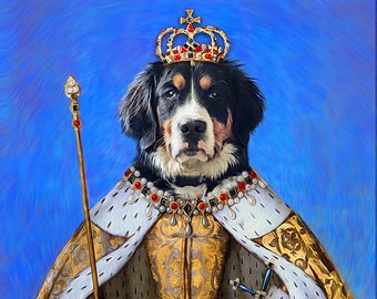 SINGLE Pet Portrait - Queen Elizabeth - Custom Pet Portraits - Dog Portraits and Cat Portraits - Digital painting using your Pet's Photo