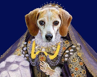 Queen Elizabeth - Custom Pet Dog and Cat Portraits - Digital portrait painting using your Pet's Photo