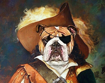 Pirate - Custom Renaissance Pet Dog/Cat Portraits - Digital personalized portrait painting using your Pet's Photo