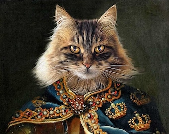 King Karl XII of Sweden - Pet Portrait - Custom Renaissance Pet Dog/Cat Portraits - Digital portrait painting using your Pet's Photo