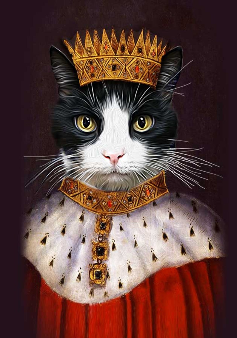 SINGLE Pet Portrait King George Custom Renaissance Pet Dog/Cat Portraits Digital personalized portrait painting using your Pet's Photo image 2