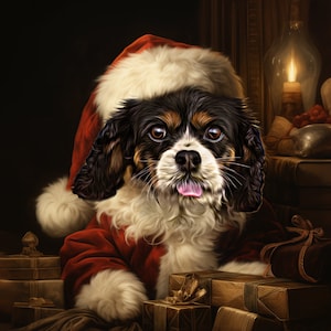 Santa-Paws - Custom Pet Portraits - Dog Portraits and Cat Portraits - Digital personalized pet portrait painting using your Photo
